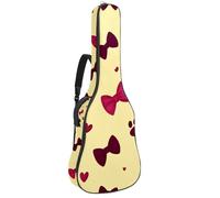Bolsa para guitarra acústica, funda suave para guitarra con 2 bolsillos y lazo trasero para bajo eléctrico de 40, 41 y 42 pulgadas, bonitos lazos con corazones y patas, fondo verde claro, Multicolor