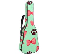 Bolsa para guitarra acústica, funda suave para guitarra con 2 bolsillos y lazo trasero para bajo eléctrico de 40, 41 y 42 pulgadas, bonitos lazos con corazones y patas, fondo verde claro, Multicolor