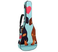 Bolsa para guitarra acústica, funda suave para guitarra con 2 bolsillos y lazo trasero para bajo eléctrico de 40, 41 y 42 pulgadas, bonitos lazos con corazones y patas, fondo verde claro, Multicolor