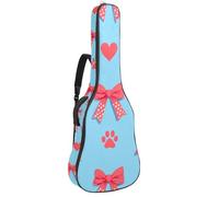Bolsa para guitarra acústica, funda suave para guitarra con 2 bolsillos y lazo trasero para bajo eléctrico de 40, 41 y 42 pulgadas, bonitos lazos con corazones y patas, fondo verde claro, Multicolor