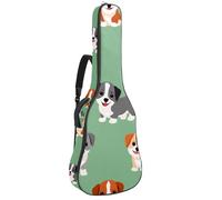 Bolsa para guitarra acústica, funda suave para guitarra con 2 bolsillos y lazo trasero para bajo eléctrico de 40, 41 y 42 pulgadas, bonitos lazos con corazones y patas, fondo verde claro, Multicolor