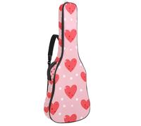 Bolsa para guitarra acústica, funda suave para guitarra con 2 bolsillos y lazo trasero para bajo eléctrico de 40, 41 y 42 pulgadas, bonitos corazones con puntos sobre fondo rosa, Multicolor 01