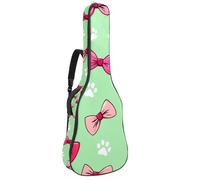 Bolsa para guitarra acústica, funda suave para guitarra con 2 bolsillos y lazo trasero para bajo eléctrico de 40, 41 y 42 pulgadas, bonitos lazos con corazones y patas, fondo verde claro, Multicolor