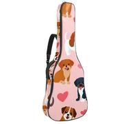 Bolsa para guitarra acústica, funda suave para guitarra con 2 bolsillos y lazo trasero para bajo eléctrico de 40, 41 y 42 pulgadas, bonitos lazos con corazones y patas, fondo verde claro, Multicolor