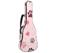 Bolsa para guitarra acústica, funda suave para guitarra con 2 bolsillos y lazo trasero para bajo eléctrico de 40, 41 y 42 pulgadas, bonitos lazos con corazones y patas, fondo verde claro, Multicolor