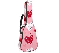 Bolsa para guitarra acústica, funda suave para guitarra con 2 bolsillos y lazo trasero para bajo eléctrico de 40, 41 y 42 pulgadas, bonitos corazones con puntos sobre fondo rosa, Multicolor 06
