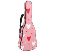 Bolsa para guitarra acústica, funda suave para guitarra con 2 bolsillos y lazo trasero para bajo eléctrico de 40, 41 y 42 pulgadas, bonitos corazones con puntos sobre fondo rosa, Multicolor 04