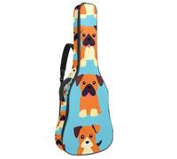 Bolsa para guitarra acústica, funda suave para guitarra con 2 bolsillos y lazo trasero para bajo eléctrico de 40, 41 y 42 pulgadas, bonitos lazos con corazones y patas, fondo verde claro, Multicolor