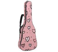 Bolsa para guitarra acústica, funda suave para guitarra con 2 bolsillos y lazo trasero para bajo eléctrico de 40, 41 y 42 pulgadas, bonitos corazones con puntos sobre fondo rosa, Multicolor 05