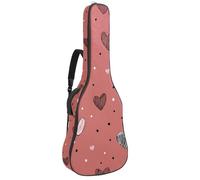 Bolsa para guitarra acústica, funda suave para guitarra con 2 bolsillos y lazo trasero para bajo eléctrico de 40, 41 y 42 pulgadas, bonitos corazones con puntos sobre fondo rosa, Multicolor 03