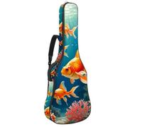 Bolsa para guitarra acústica, hermosa funda para 40/41/42 pulgadas con compartimento para accesorios, bolsa impermeable con protección mejorada, múltiples bolsillos, bonito pez dorado, multicolor,