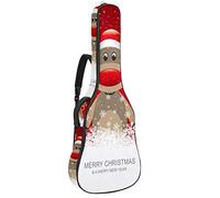 Bolsa para guitarra eléctrica, impermeable, con cremallera, suave, para bajo, acústica y clásica, diseño de renos con sombrero rojo