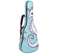Bolsa para guitarra eléctrica, impermeable, con cremallera, suave, para bajo, acústica y clásica, diseño de unicornio de caballito de mar arcoíris