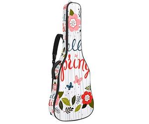 Bolsa para guitarra impermeable con cremallera, suave para guitarra, bajo, acústica y clásica, bolsa para guitarra eléctrica, Hello Spring Flower