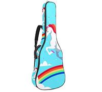 Bolsa para guitarra impermeable con cremallera, suave para guitarra, bajo, acústico y clásica, bolsa para guitarra eléctrica, unicornio blanco, arcoíris, estrella, azul cielo