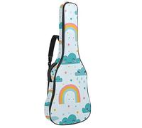 Bolsa para guitarra impermeable con cremallera, suave para guitarra, bajo, acústico y clásica, bolsa para guitarra eléctrica sonriente, sol, luna, nube, Rainy Rainbow Doodle