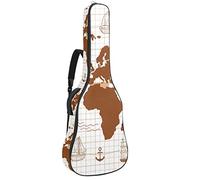 Bolsa para guitarra impermeable con cremallera suave para guitarra, bajo, acústico y clásica, bolsa para guitarra eléctrica, diseño vintage del mapa del mundo