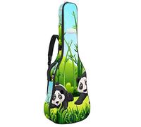 Bolsa para guitarra impermeable con cremallera, suave para guitarra, bajo, acústico y clásica, bolsa para guitarra eléctrica, 4 pandas en el campo de bambú verde