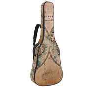 Bolsa para guitarra impermeable con cremallera suave para guitarra, bajo, acústico y clásica, bolsa para guitarra eléctrica, vintage, retro, mapa del viejo mundo
