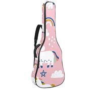 Bolsa para guitarra impermeable con cremallera, suave para guitarra, bajo, acústico y clásica, para guitarra eléctrica, diseño de unicornio, color blanco y rosa