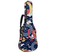 Bolsa para guitarra impermeable con cremallera, suave para guitarra, bajo, acústico y clásica, para guitarra eléctrica china, mitos chinos, leyendas, dragón, rojo y azul marino