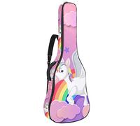 Bolsa para guitarra impermeable con cremallera, suave para guitarra, bajo, acústico y clásica, para guitarra eléctrica, bolsa para guitarra eléctrica, diseño de unicornio, color rosa, nubes arcoíris