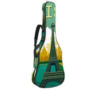 Bolsa para guitarra impermeable con cremallera, suave para guitarra, bajo, acústico y clásica, para guitarra eléctrica, Francia, París, Torre Eiffel, río