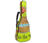 Bolsa para guitarra impermeable con cremallera, suave para guitarra, bajo, acústico y clásica, para guitarra eléctrica, con cita en amarillo Let's See The World