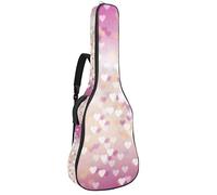 Bolsa para guitarra impermeable con cremallera, suave para guitarra, bajo, acústico y clásica, para guitarra eléctrica, bolsa de Little Love Hearts, fondo rosa