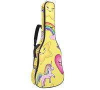 Bolsa para guitarra impermeable con cremallera, suave para guitarra, bajo, acústico y clásico, para guitarra eléctrica, tímido unicornio, arcoíris, estrellas, corazón, amarillo caramelo