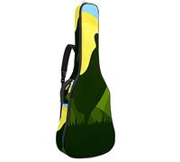 Bolsa para guitarra impermeable con cremallera, suave para guitarra, bajo, acústico y clásico, para guitarra eléctrica, silueta de gallo en verde colinas Sun Cloud