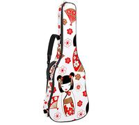 Bolsa para guitarra impermeable con cremallera, suave para guitarra, bajo, acústico y clásico, para guitarra eléctrica, diseño de muñecas japonesas Kokeshi