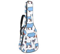 Bolsa para guitarra impermeable con cremallera, suave para guitarra, bajo, acústico y clásico, para guitarra eléctrica, animales de granja, pato, perro, pollo, cerdo, vaca, azul
