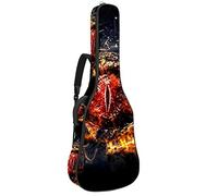 Bolsa para guitarra impermeable con cremallera, suave para guitarra, bajo, acústico y clásico, para guitarra eléctrica, diseño de dragón chino con diseño de fuego