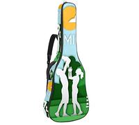 Bolsa para guitarra impermeable con cremallera, suave para guitarra eléctrica, bajo, acústico y clásica, para guitarra eléctrica, una familia feliz de tres en el parque, color verde