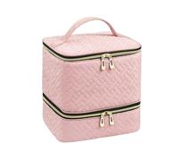 Bolsa para Herramientas de manicura Bolsa de cosméticos Gran Capacidad, Bolsa Almacenamiento Esmalte uñas portátil Acolchada Doble Capa for Mujer para Esmalte de uñas y lámpara UV(Pink)