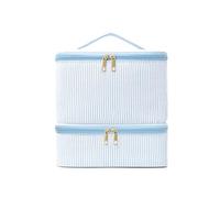 Bolsa para Herramientas de manicura Bolsa de Maquillaje Doble Capa, Bolsa Almacenamiento Esmalte uñas Gran Capacidad, portátil Atractivo para Esmalte de uñas y lámpara UV(Blue)