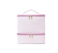 Bolsa para Herramientas de manicura Bolsa de Maquillaje Doble Capa, Bolsa Almacenamiento Esmalte uñas Gran Capacidad, portátil Atractivo para Esmalte de uñas y lámpara UV(Pink)