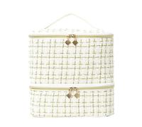 Bolsa para Herramientas de manicura Bolsa de Maquillaje Doble Capa con Adorno Dorado, Bolsa Almacenamiento Esmalte uñas Gran Capacidad, portátil para Esmalte de uñas y lámpara UV(White)