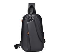 Bolsa para hombre, mochila casual, material de película de poliéster impermeable, bolsa cruzada en el pecho, bolsa de para entrenamiento, viajes, 13.78 x 3.15 x 9.06 pulgadas, Negro