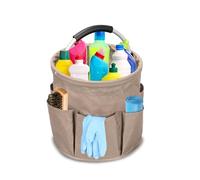Bolsa para la limpieza, Contenedores Productos Limpieza Cesta Contenedor Limpieza Cesta Porta Objetos Limpieza con 6 Bolsillos, Ideal para Guardar Productos de Limpieza y Herramientas (Caqui)