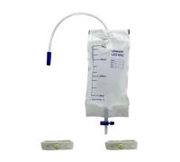 Bolsa para la recogida de orina de pierna - Desechable - Capacidad 750 ml - Tubo 35 cm - Válvula antireflujo - Desagüe en T - CE (paquete de 10 unidades)