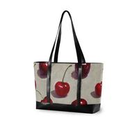 Bolsa para laptop con diseño de pintura al óleo con cereza roja para mujer, con cremallera, bolsa para gimnasio, bolsa de almuerzo para laptop
