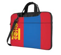 Bolsa para laptop con estampado de bandera de Mongolia, correa acolchada para el hombro, simplifica tu día a día, ideal para viajes de negocios, Negro -, 14 inch