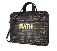 Bolsa para laptop con estampado de matemáticas escolares, funda portátil de un solo hombro, compatible con 13 a 15.6 pulgadas, Negro -, 15.6 inch