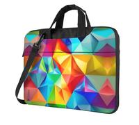 Bolsa para laptop con estampado geométrico arcoíris, correa acolchada para el hombro, simplifica tu día a día, ideal para viajes de negocios, Negro -, 13 inch