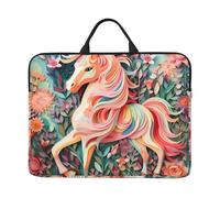Bolsa para laptop de 35.5 cm con diseño de unicornio de corte de papel rosa con forro a prueba de golpes y diseño portátil, adecuada para negocios y uso diario.