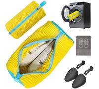 Bolsa para lavadora de zapatos, bolsa de lavandería para lavar y secar zapatos, bolsas de limpieza reutilizables para zapatos de tenis, kit de limpieza que no mancha incluye un par de árboles de