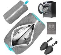 Bolsa para lavadora de zapatos, bolsa de lavandería para lavar y secar zapatos, bolsas de limpieza reutilizables para zapatos de tenis, kit de limpieza que no mancha incluye un par de árboles de
