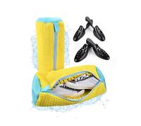 Bolsa para Lavar Zapatos en Lavadora de MMOBIEL - 2 Bolsas Reutilizable con 2 Pares de Hormas - Bolsa de Lavandería con Cremallera - Bolsa para Lavar Zapatos de Gimnasio, Tenis